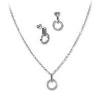 SilberDream collier pendentif boucles d'oreilles zirconium dames argent blanc Set D2GSS408W