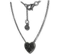 SilberDream Collier zirconium 925 argent 44cm coeur bijoux noir D2GSK401S