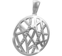 SilberDream Colliers Pendentif Zirconia 925 Argent Disque Femme SDH427W