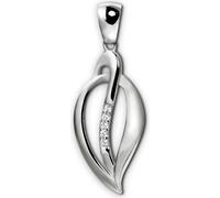 SilberDream Colliers Pendentif Zirconia 925 Argent Leaf blanc Femme SDH4380W