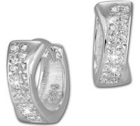 SilberDream Créoles 13mm blanc Boucles d'oreilles Argent 2 rangs Zirconia Femme D2SDO394W