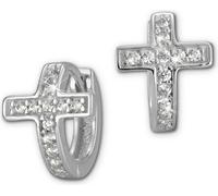 SilberDream Créoles 13mm blanc Boucles d'oreilles Argent Croix Zirconia Femme D2SDO398W