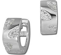 SilberDream Créoles 13mm blanc Boucles d'oreilles Argent Feuilles Zirconia Femmes D2SDO384W