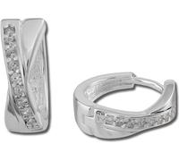 SilberDream Créoles 15mm blanc Boucles d'oreilles Argent forme X Zirconium Femme D2SDO380W
