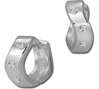 SilberDream Créoles 15mm blanc Boucles d'oreilles Argent Vague Zirconia Femme D2SDO395W