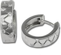 SilberDream Créoles 15mm blanc Boucles d'oreilles Argent Zigzag Zirconia Femme D2SDO340W
