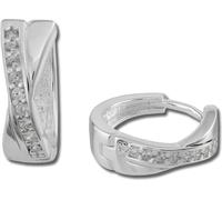 SilberDream créoles dames argent blanc forme X zirconium boucles d'oreilles 15mm SDO380W