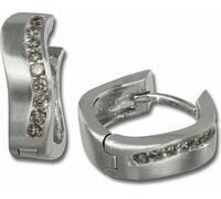 SilberDream Créoles Femme 925 Argent Blanc Vague Zirconium Boucles d'oreilles 15mm SDO339W