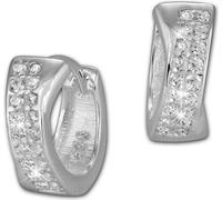 SilberDream Créoles Femme Argent Blanc 2 rangs Zirconium Boucles d'oreilles 13mm SDO394W