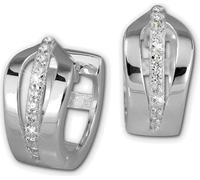 SilberDream Créoles pour femmes 925 argent blanc zirconium boucles d'oreilles 13mm SDO386W