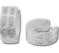 SilberDream Créoles pour femmes 925 argent blanc zirconium boucles d'oreilles 14mm SDO381W