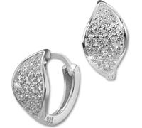 SilberDream créoles pour femmes argent blanc feuille zirconium boucles d'oreilles 14mm SDO422W