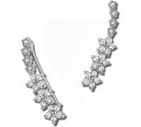 SilberDream Ear Cuff Barrette fleurie zircon blanc Collier d'oreille argent 925 D2GSO461W