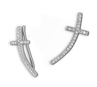 Silberdream Ear Cuff Blanc Boucles Doreilles Croix Zircone Argent 925 Ear Cuffs Gso467w