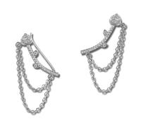 Silberdream Ear Cuff Blanc Chaine Coeur Zircone Argent 925 Ear Cuffs Gso454w
