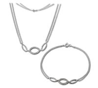 Silberdream Ensemble Collier & Bracelet Paillettes Ovale Argent Bijoux Pour Femme Sds425w
