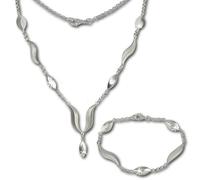 SilberDream Collier Bracelet Ensemble de bijoux pour dames Wave argent mat SDS410