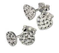 Silberdream Ensemble De Boucles Doreilles Clous Pailletées Coeur+Boucle Doreille Ronde Blanche Argent 925 Gss200w