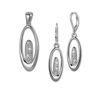 Silberdream Ensemble Pendentif Et Boucles Doreilles Zircone Ovale En Argent Véritable 925 Sds4905w