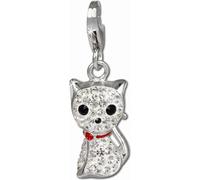 SilberDream Femme Charm chat zircon blanc Pendentif à breloques 925 argent D2GSC506W