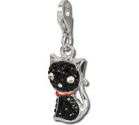 SilberDream Femme Charm chat zirconium noir Pendentif à breloques 925 argent D2GSC506S