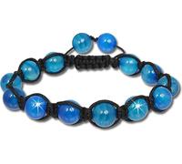SilberDream Femme Shamballa Bracelet 18-23cm bleu boules pierre textile SDA917