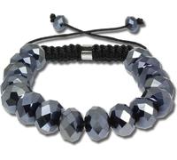 SilberDream Femme Shamballa Bracelet 18-23cm gris avec 18 boules de verre SDA912