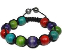 SilberDream Femme Shamballa Bracelet 18-23cm multicolore avec 14 boules en bois SDA915