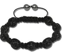 SilberDream Femme Shamballa Bracelet 18-23cm noir 9 boules zirconia SDA924