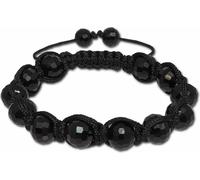 SilberDream Femme Shamballa Bracelet 18-23cm noir avec 14 boules de verre SDA914