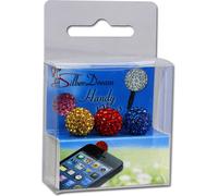 SilberDream Handystecker Shamballa 3 boules scintillantes jaune,rouge,bleu GST15