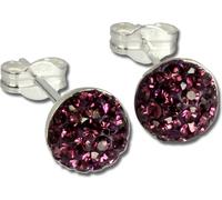 SilberDream lilas boucles d'oreilles demi-sphère zirconium femme 925 argent GSO217V