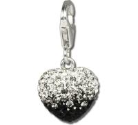 SilberDream noir blanc Charm coeur zirconium pendentif argent GSC006