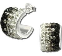 SilberDream noir Boucles d'oreilles Beauty Zirconia Femme 925 Argent Créoles GSO007