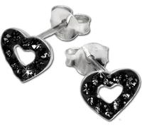 SilberDream noir boucles d'oreilles cœur ouvert zirconium 925 argent GSO402S