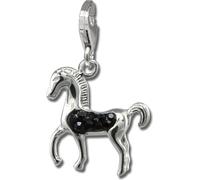 SilberDream noir Charm cheval zirconium femmes 925 argent Charms pendentif GSC570S