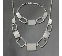 SilberDream Parure Collier & Bracelet Carré Mat Argenté SDS411 925
