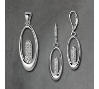 SilberDream Parure Pendentif et Boucles d’oreilles Oval Zirconia 925 Argent