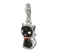 Silberdream Pendentif À Breloque Chat Noir Zircone Argent 925 Pour Femme Gsc506s