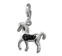 Silberdream Pendentif À Breloque Cheval Noir Zircone Argent 925 Pour Femme Gsc570s