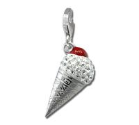Silberdream Pendentif À Breloque Cornet De Glace Blanc Zircone Argent 925 Pour Femme Gsc567w