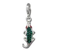 Silberdream Pendentif À Breloque Crocodile Vert Zircone Argent 925 Pour Femme Gsc572g