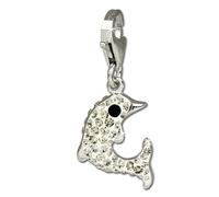 Silberdream Pendentif À Breloque Dauphin Blanc Zircone Argent 925 Pour Femme Gsc516w