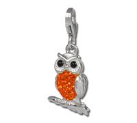 Silberdream Pendentif À Breloque Hibou Orange Zircone Argent 925 Pour Femme Gsc505o