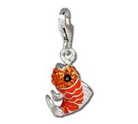 Silberdream Pendentif À Breloque Poisson Orange Zircone Argent 925 Pour Femme Gsc507o