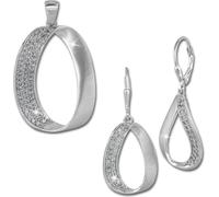 SilberDream Pendentif Boucles d'oreilles Ensemble de bijoux Femme ovale Argent scintillant SDS426W