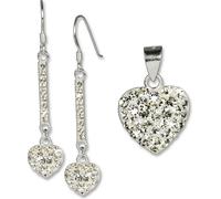 SilberDream Pendentif Boucles d'oreilles Zirconia Femme Argent Cuir blanc Set D2GSS041