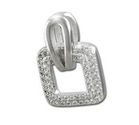 Silberdream Pendentif Chaîne Carrée Femme Zircone Blanc Argent Véritable 925 Gsh402w