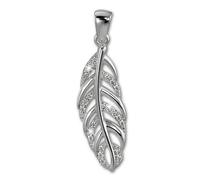Silberdream Pendentif Chaîne Plume Argent 925 Zircone Paillettes Blanches Sdh407w