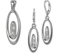 SilberDream Pendentif et boucles d'oreilles parure Ovale 925 Argent Zirconia SDS4905W